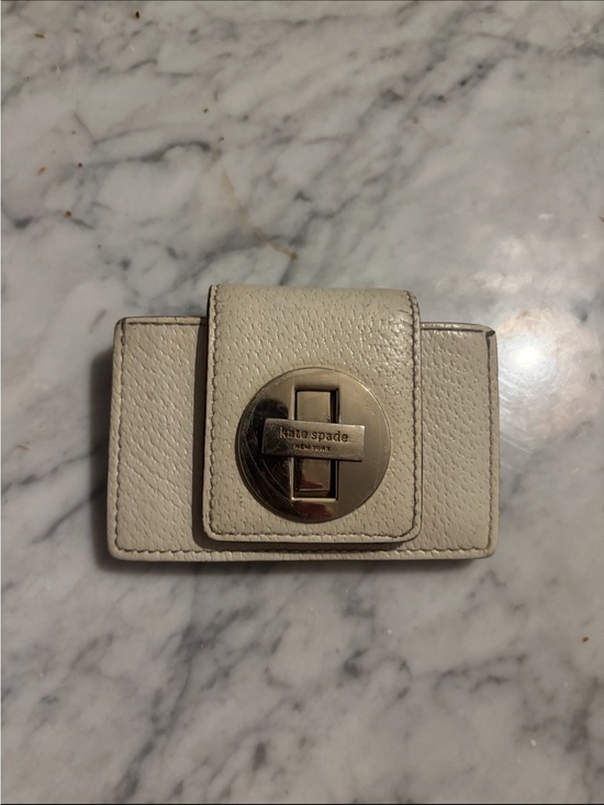 kate spade Handbags - kate spade Cream Leather card case with Gold Turnlock